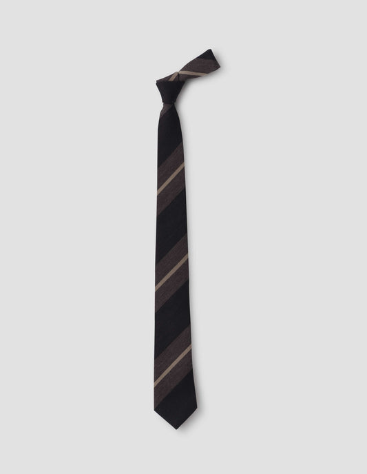 BLOCK STRIPE TIE | WOOL COTTON | BLACK / STONE