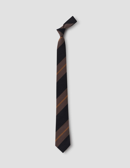 BLOCK STRIPE TIE | WOOL COTTON | BLACK / TAN