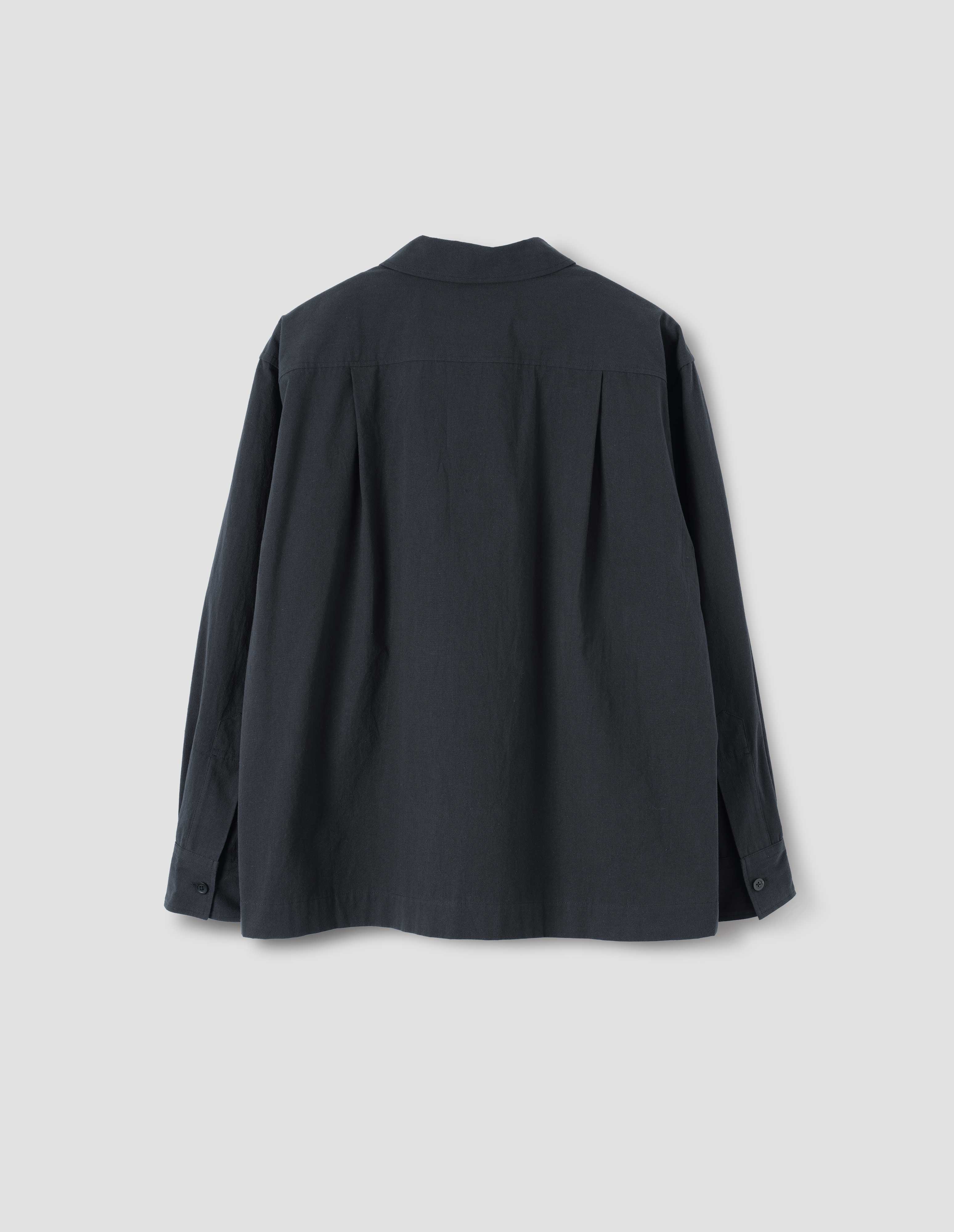 FLAP POCKET OVERSHIRT | YARN DYE COTTON PLAINWEAVE | BLACK