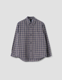 MHL. BASIC SHIRT | PLAINWEAVE COTTON CHECK
 | SLATE / MOSS