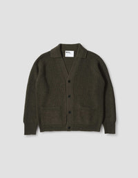 MHL. COLLARED CARDIGAN | VIRGIN WOOL | DARK OLIVE