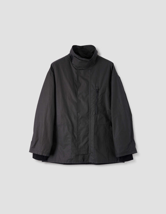 MHL. FIREMANS COAT | COATED COTTON PLAINWEAVE
 | EBONY