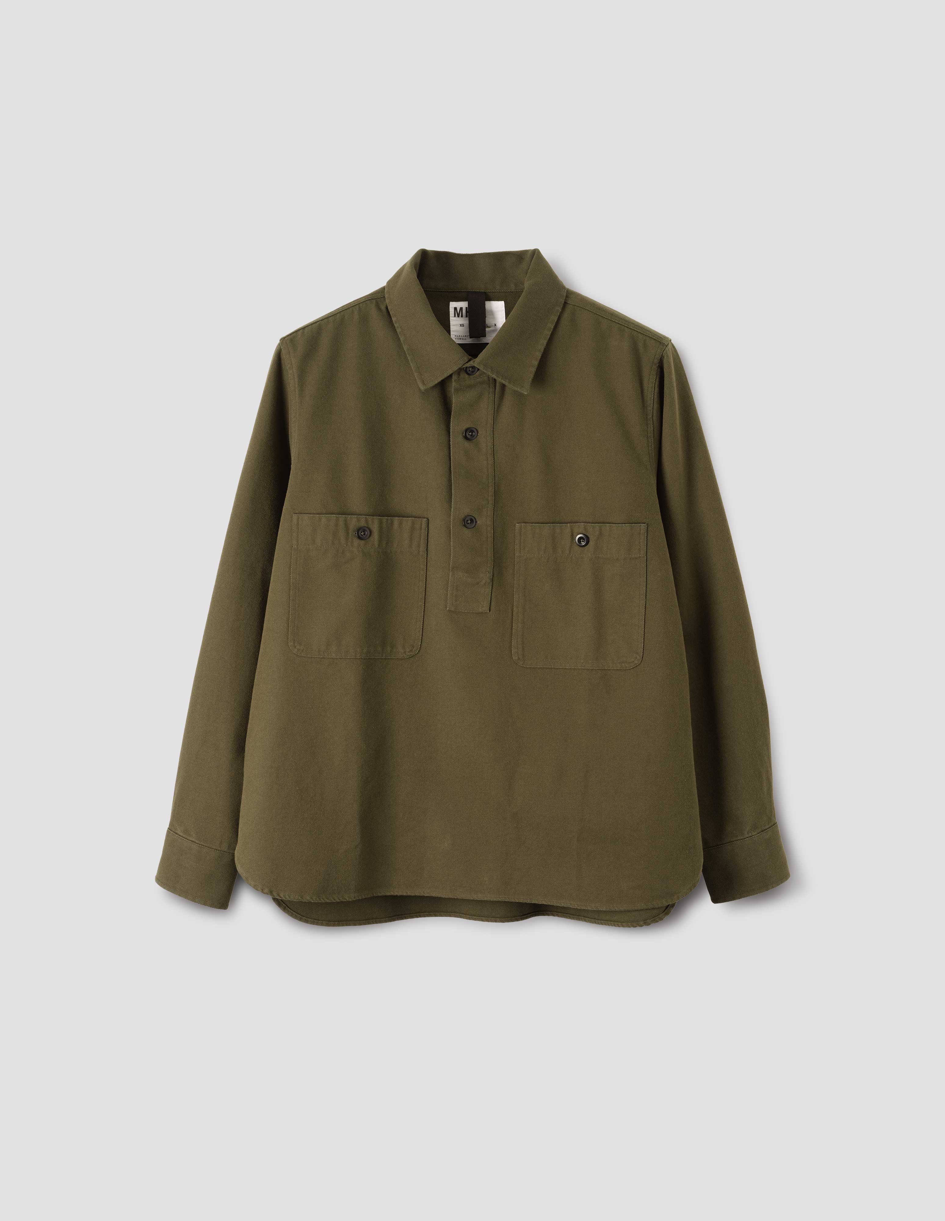 MHL. OVERHEAD SHIRT | COTTON WOOL DRILL | MOSS