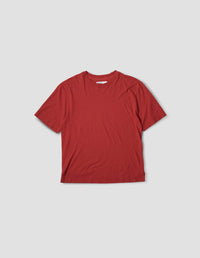 MHL. SIMPLE T SHIRT | COTTON LINEN JERSEY
 | SPORTS RED