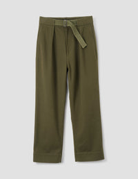 MHL. SLIDE ADJUSTER TROUSER | COTTON WOOL DRILL
 | MOSS