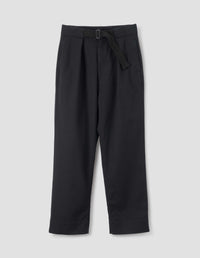 MHL. SLIDE ADJUSTER TROUSER | COTTON WOOL DRILL
 | OFF BLACK