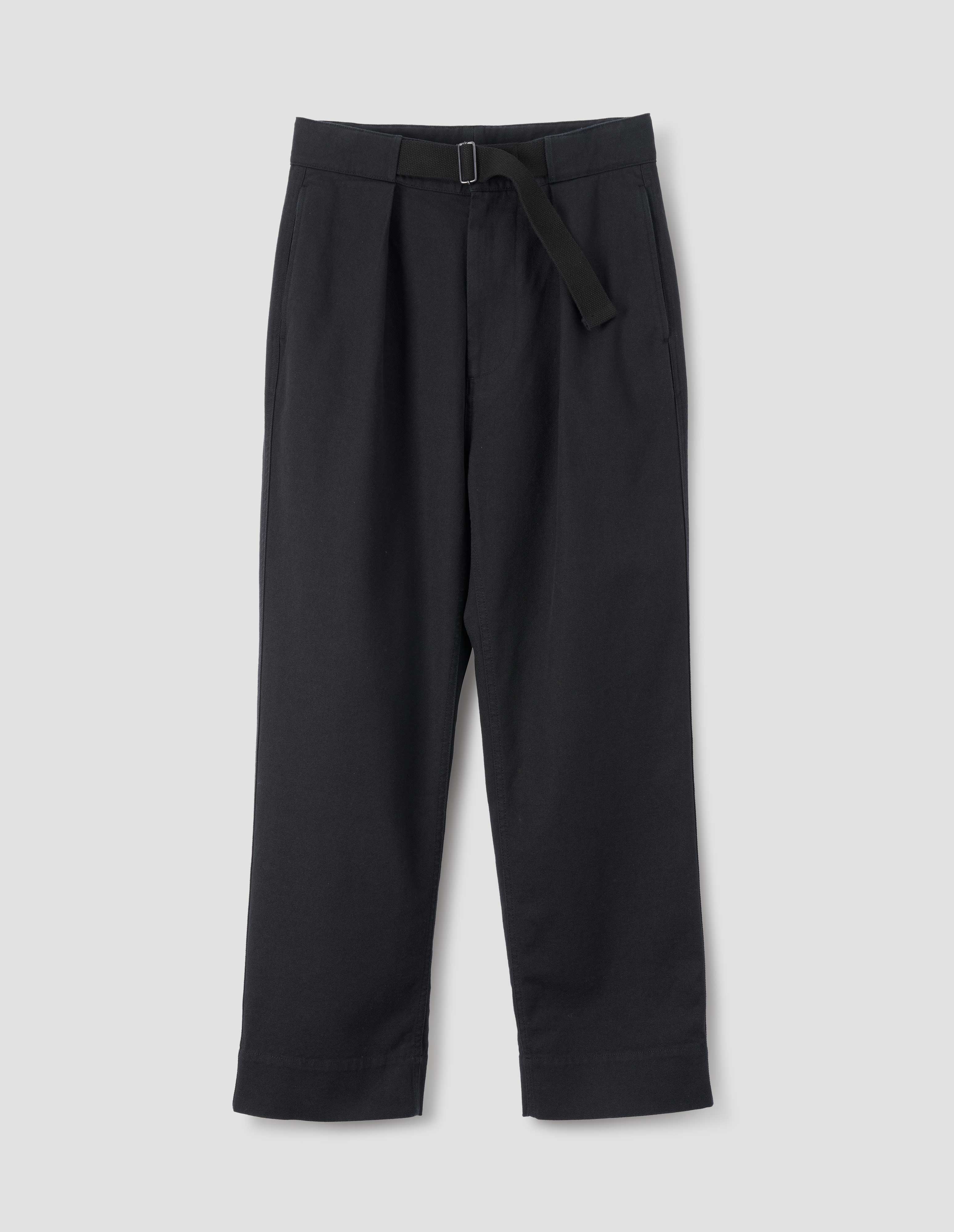 MHL. SLIDE ADJUSTER TROUSER | COTTON WOOL DRILL, | OFF BLACK