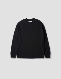 MHL. WIDE NECK SWEATSHIRT | FINE MERINO WOOL
 | BLACK