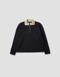 POLO ZIPPÉ MHL. | COTON BRUT CÔTELÉ

 | NOIR