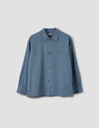 RAISED PLACKET SHIRT | MATT COTTON SHIRTING
 | STEEL BLUE