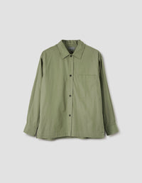 RAISED PLACKET SHIRT | WASHED COTTON POPLIN
 | FADED GREEN