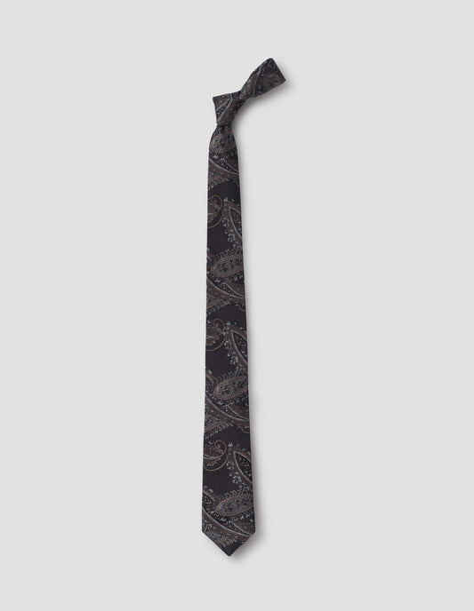 THREE TONE PAISLEY TIE | THREE TONE PAISLEY SILK | BLACK / TAN