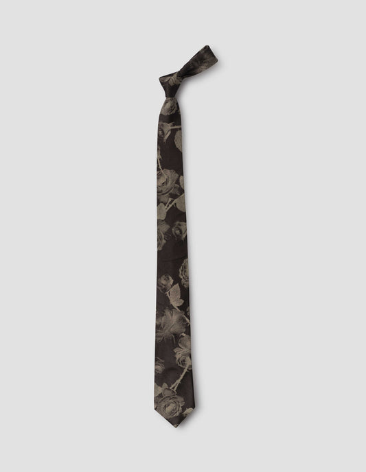 TWO TONE ROSE TIE | TWO TONE ROSE SILK | BLACK / STONE