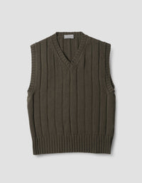 WIDE RIB SLIPOVER | IRREGULAR SPUN WOOL  | KHAKI