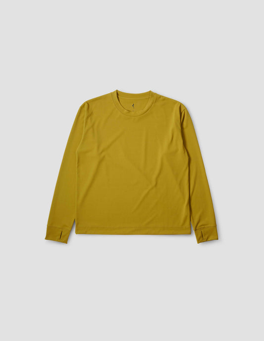 MIZUNO LONG SLEEVE TRAINING TOP | RECYCLED POLYESTER JERSEY | TURMERIC