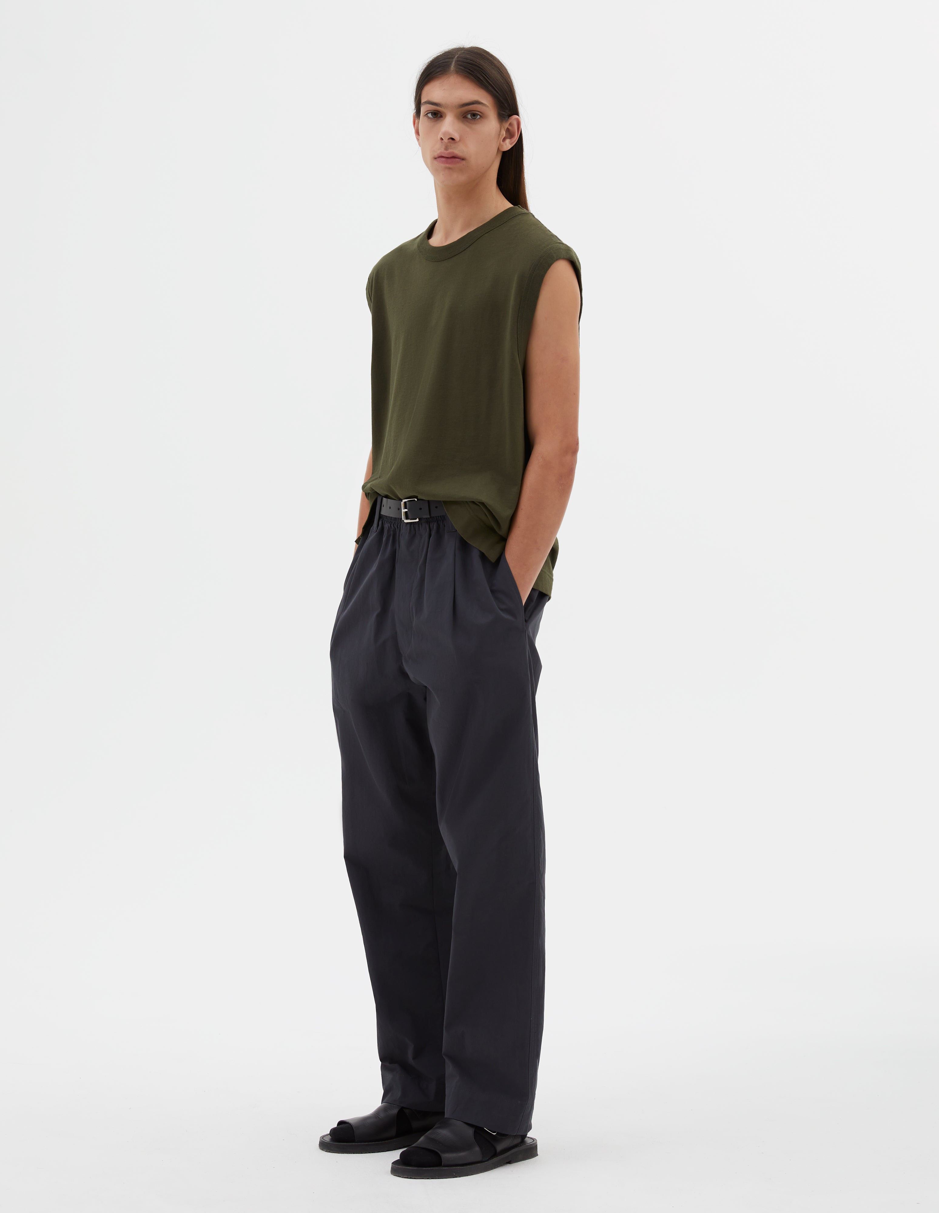 PULL ON TROUSER | DENSE COTTON POPLIN | CONCRETE