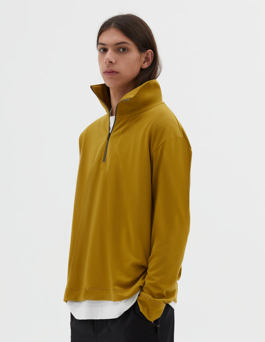 MIZUNO HALF ZIP SWEATSHIRT | RECYCLED POLYESTER JERSEY | TURMERIC