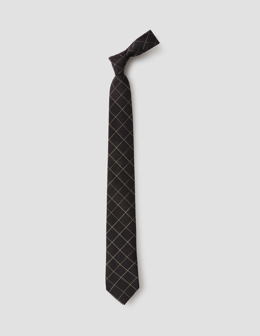 GRAPH CHECK TIE | GRAPH CHECK LINEN SILK | BLACK / NATURAL