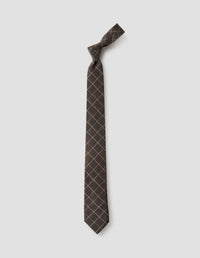 GRAPH CHECK TIE | GRAPH CHECK LINEN SILK | KHAKI / STONE