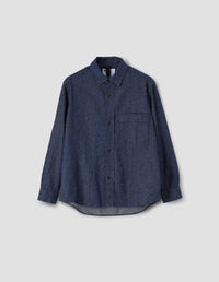 MHL. BASIC SHIRT | COTTON LINEN DENIM | INDIGO