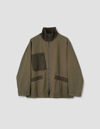 MHL. KNIT RIB JACKET | SOFT COTTON DRILL | KHAKI GREEN