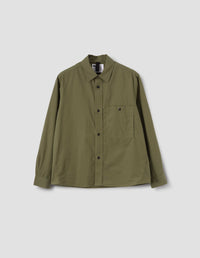 MHL. OVERALL SHIRT | WASHED COTTON POPLIN | KHAKI GREEN