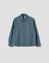 MHL. OVERALL SHIRT | WASHED COTTON POPLIN | MINERAL BLUE