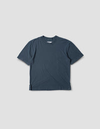 MHL. SIMPLE T SHIRT | ORGANIC COTTON LINEN JERSEY | MINERAL BLUE