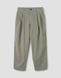 MHL. STITCH PLEAT TROUSERS | TOUGH COTTON TWILL | EUCALYPTUS