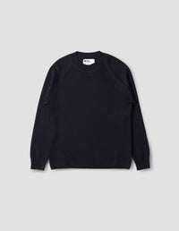 MHL. WIDE NECK CREW SWEATSHIRT | FINE MERINO | INK