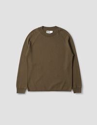 MHL. WIDE NECK CREW SWEATSHIRT | FINE MERINO | KHAKI