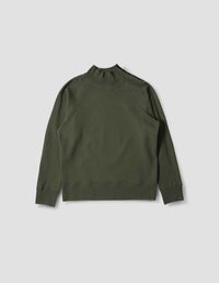 MHL. ZIP NECK SWEATSHIRT | COTTON LINEN JERSEY | UNIFORM GREEN