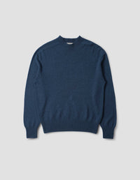 SEAMLESS CREW NECK | CASHMERE COTTON | OCEAN BLUE