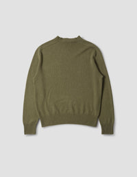 SEAMLESS CREW NECK | CASHMERE COTTON TWIST | OLIVE