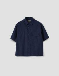 SHORT SLEEVE FLAP POCKET SHIRT | DENIM CANVAS | INDIGO