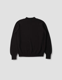 SIMPLE RIB CREW NECK | COTTON WOOL | BLACK