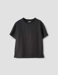 WOVEN T SHIRT | SHIRTING LINEN | BLACK