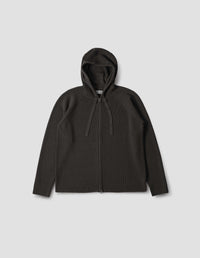 ZIP THROUGH HOODIE | EXTRAFINE MERINO WOOL | CAROB