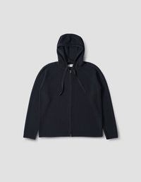 ZIP THROUGH HOODIE | EXTRAFINE MERINO WOOL | INK