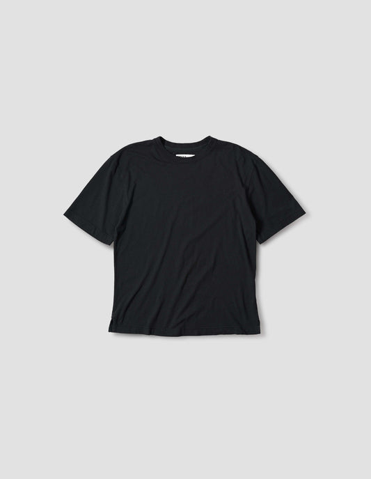 MHL. SIMPLE T SHIRT | COTTON LINEN JERSEY
 | BLACK