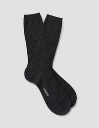 CHAUSSETTES CÔTELÉES | LAINE MÉRINOS FINE | GRIS ANTHRACITE