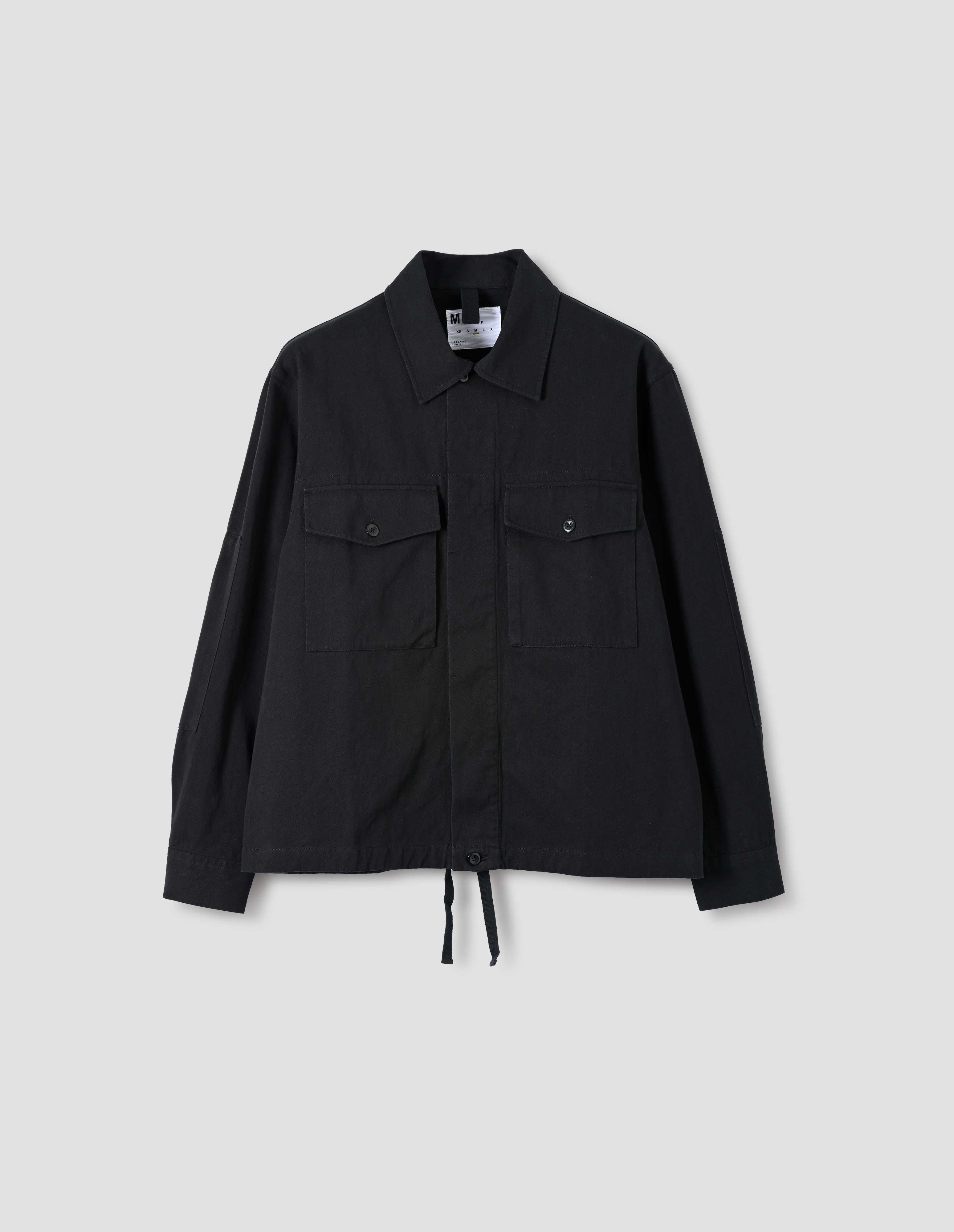 MHL. DRAWCORD JACKET COTTON HEMP TWILL BLACK