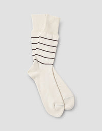 STRIPE SOCK | COTTON LINEN STRIPE | IVORY / EBONY