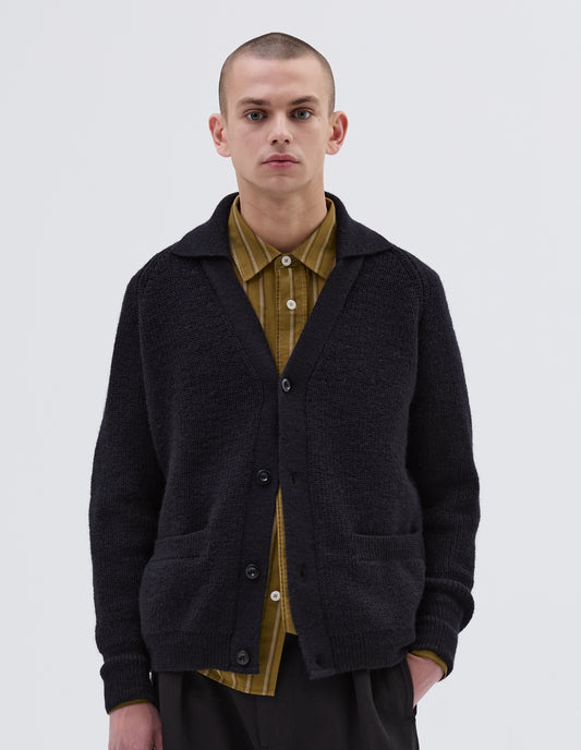 MHL. COLLARED CARDIGAN | VIRGIN WOOL | INK