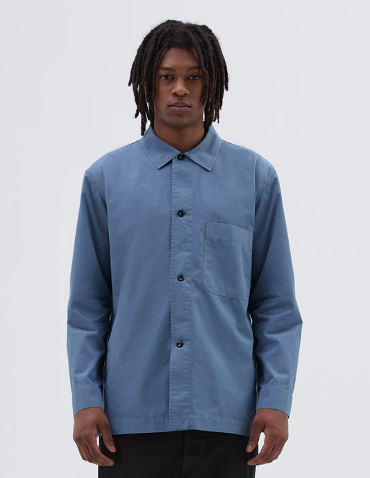 MHL. PJ SHIRT | COMPACT COTTON POPLIN
 | UNIFORM BLUE