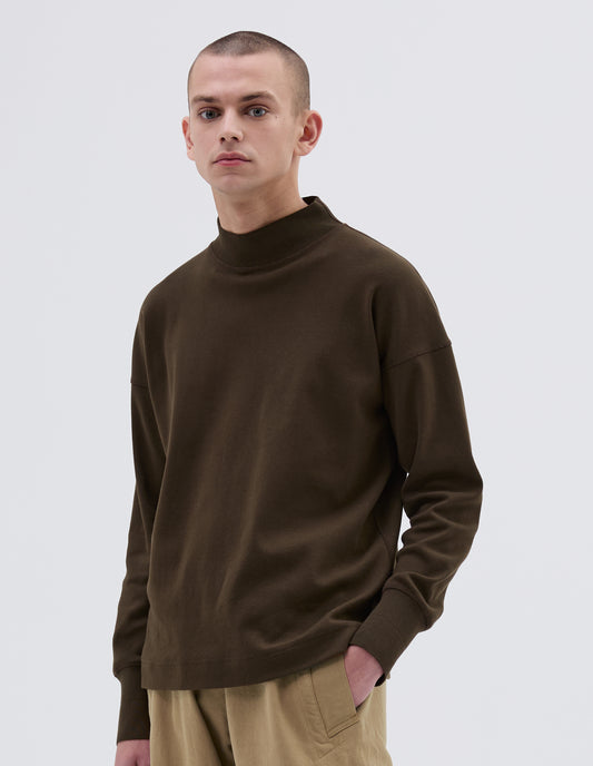 MHL. MOCK NECK THERMAL  | HEAVY COTTON RIB
 | BARK