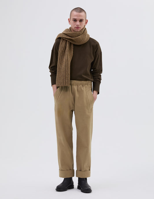 MHL. WIDE LEG JOGGER | RAISED COTTON DRILL
 | STONE