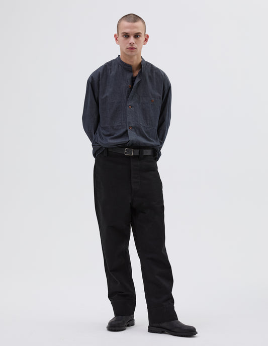 MHL. WIDE WAISTBAND TROUSER | MATT COTTON DRILL
 | OFF BLACK