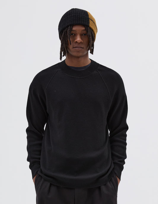 MHL. WIDE NECK SWEATSHIRT | FINE MERINO WOOL
 | BLACK