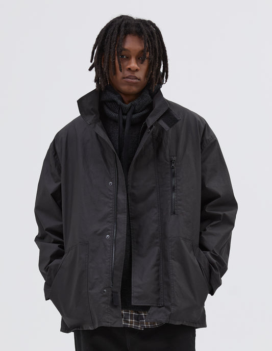 MHL. FIREMANS COAT | COATED COTTON PLAINWEAVE
 | EBONY